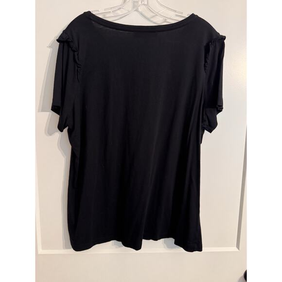 Jasmine & Juliana Parrot Sequined Blouse Top Black Sz 1X Boho Fun Vacation Beach - Picture 7 of 7